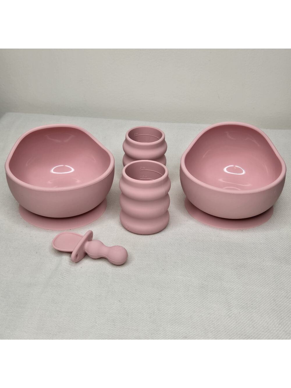 BooginHead 5 Piece Baby Led Weaning Silicone Tableware Feeding Set, Pink